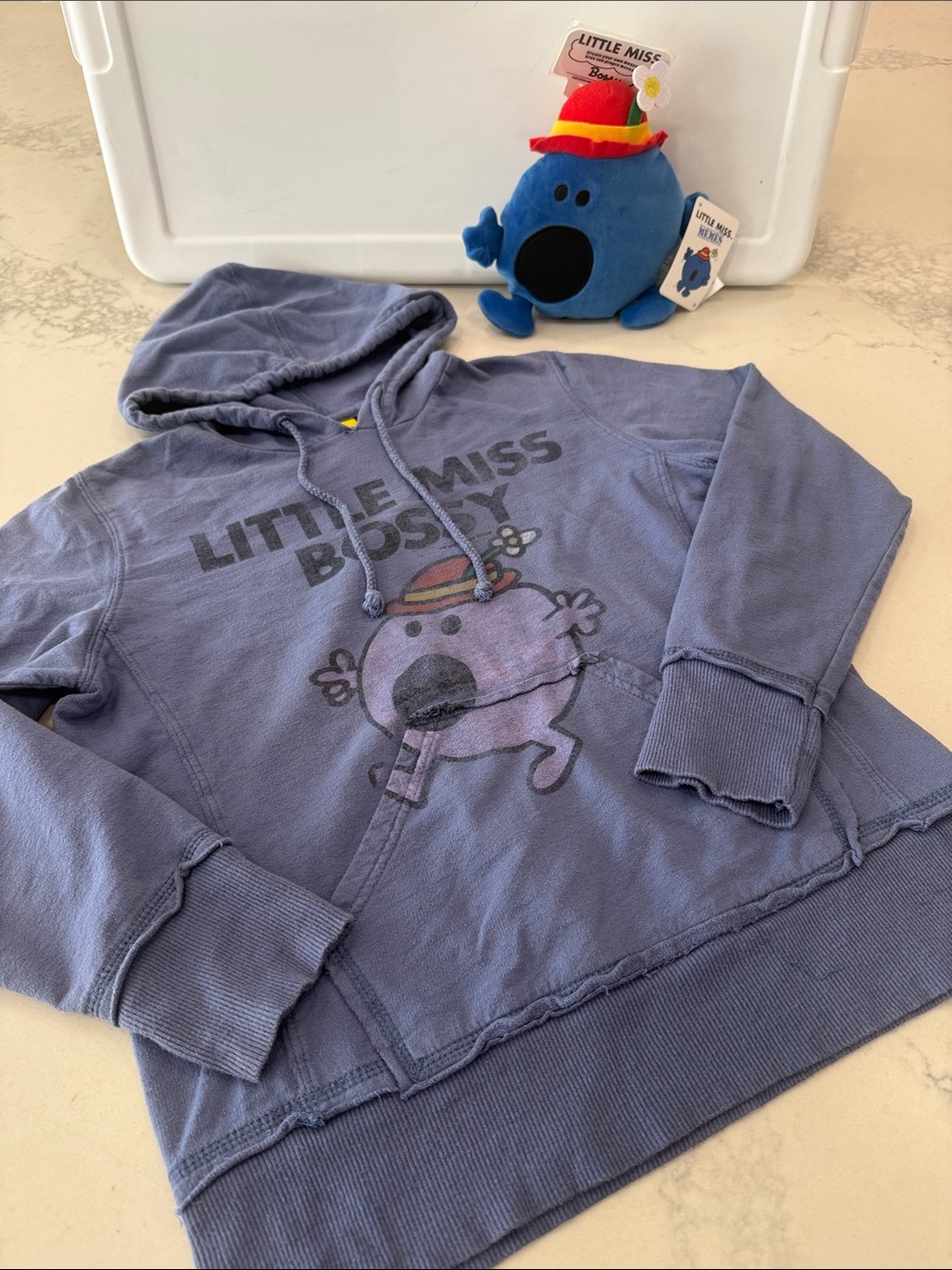 Junk Food Clothing Little Miss Bossy Hooded Sweatshirt - Dusty Blue